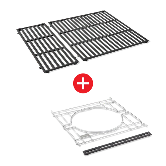 WEBER CRAFTED Porcelain-Enameled Cast-Iron Cooking Grates & Frame Kit – SPIRIT 300 series, SEARWOOD 600, & SMOKEFIRE EX4